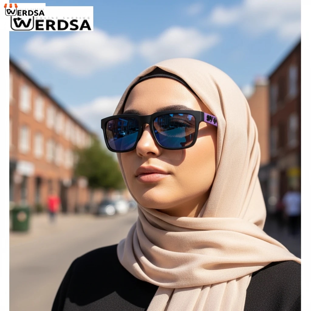 عینک آفتابی اسپرت SPY+ با فریم مشکی و دسته بنفش سفید 1609